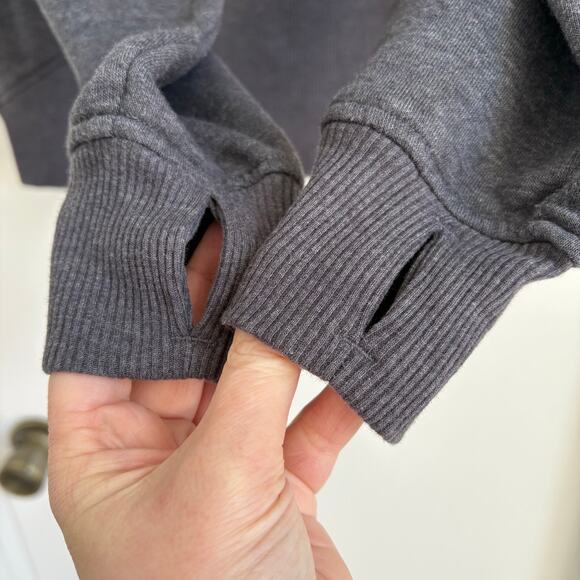 Gray Ribbed Half Zip Hoodie Medium - Picture 4 of 7